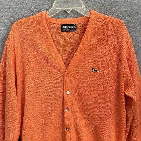 Challenger Orlon Acrylic Cardigan Mens M Grandpa Sweater Heritage Preppy Vintage - Picture 2 of 8